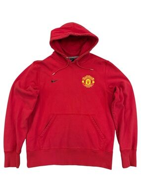 Nike Manchester United Hoodie Red Swoosh Soccer Football Fan Pullover Medium